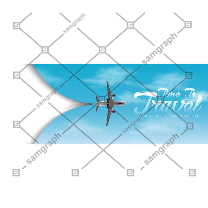 time travel vector flyer with white copy space sky with airplane 1