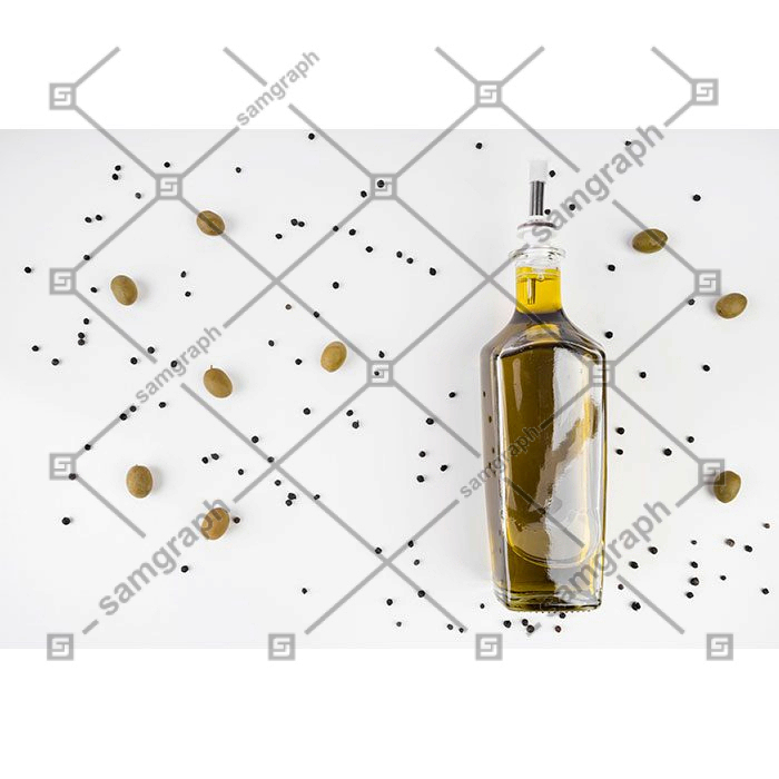 top view bottle organic olive oil 1 طرح وکتور لوگو آرایشگاه - قیچی - مو - ریش - سیبیل