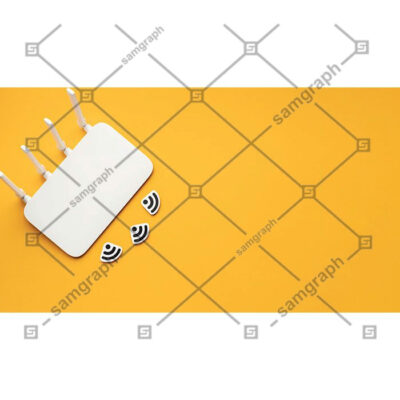 طرح مودم روتر و وای فای با فضای نوشتن