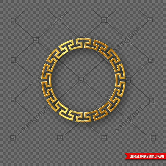 traditional chinese decorative golden round frame 1 وکتور اسلیمی
