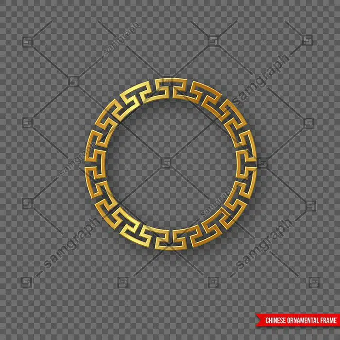 traditional chinese decorative golden round frame 1 انواع پیکان-برچسب-طرح مسطح