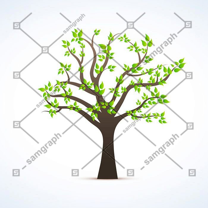 tree with green leaves 1 مجموعه-آبرنگ-گل آرایی-با-رز-مشکی-طلایی