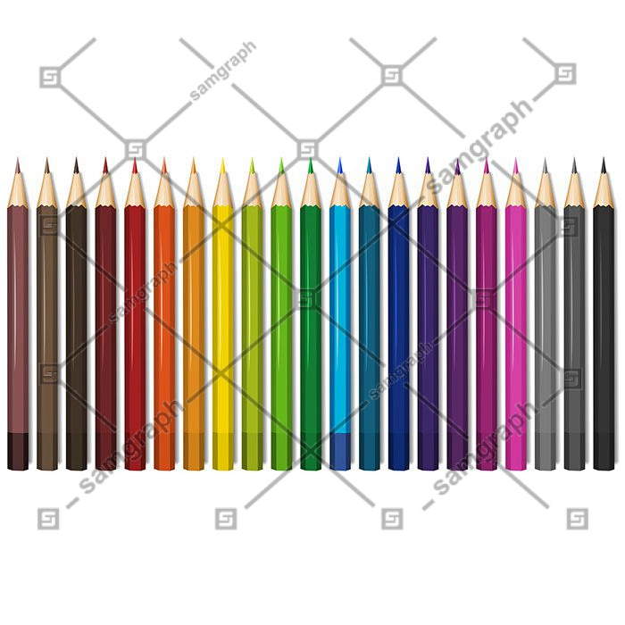 twenty one shades color pencils 1 مجموعه استیکرهای رنگارنگ تابستانی با دست طراحی شده
