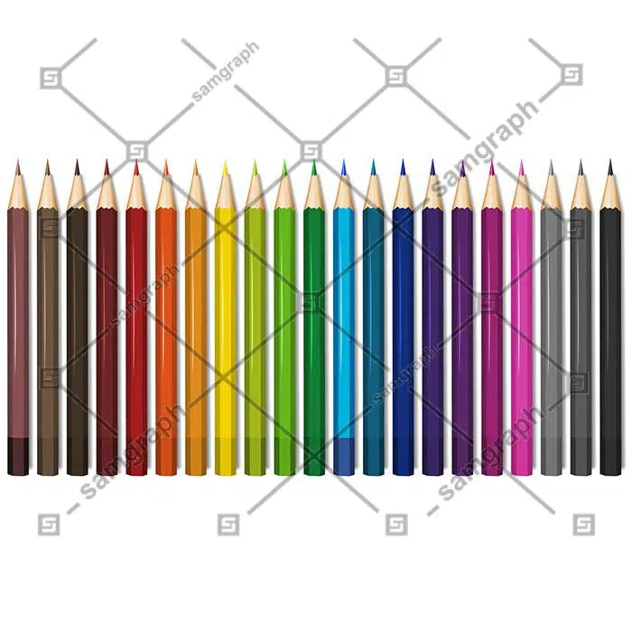 twenty one shades color pencils 1 انواع پیکان-برچسب-طرح مسطح
