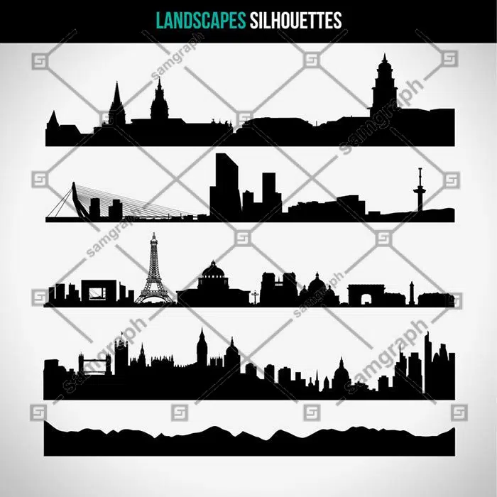 urban skyline vector 1 انواع پیکان-برچسب-طرح مسطح