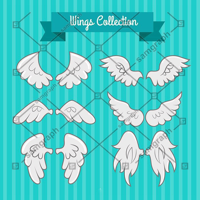 variety fantastic white wings 1 طرح وکتور لوگو آرایشگاه - ابزار اصلاح - شانه - قیچی - تیغ - روبان