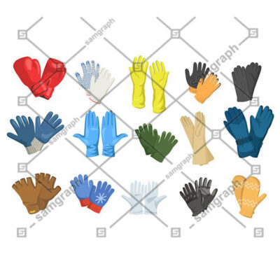 ست 15 تایی از انواع دستکش ایمنی بهداشتی بوکس بافتنی چرم لاستیکی جوشکاری