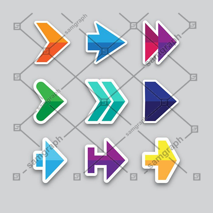 various arrow stickers flat design 1 مجموعه بسیار بزرگ - سی و شش - وکتور - لول - گندم - گل - شاخ و برگ - تاج گل - دایره - قاب - جوایز مختلف