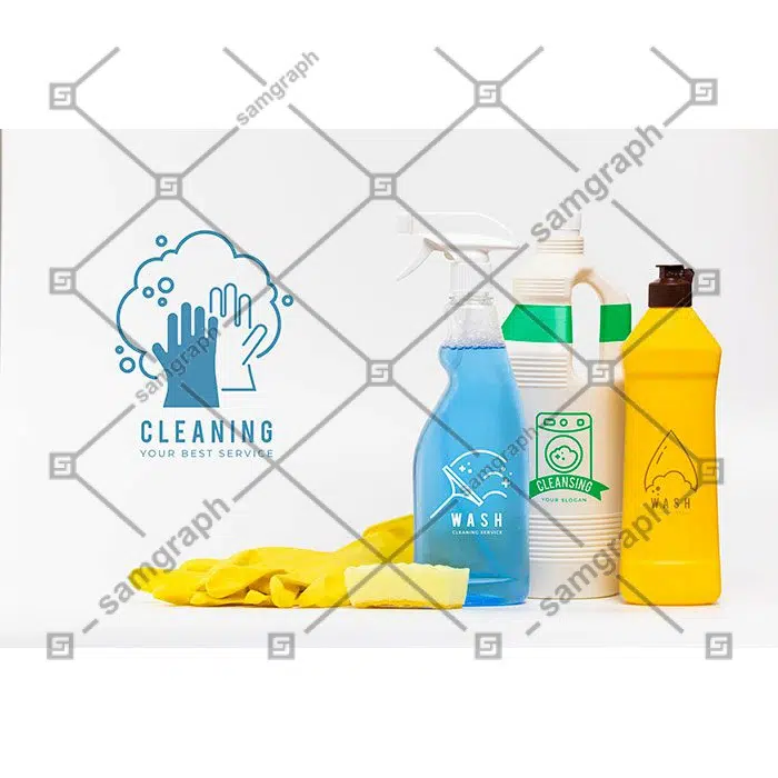 various house cleaning products mock up 1 وکتور-آبی-ابر