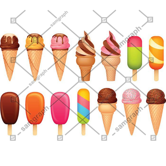 vector ice cream icons set 1 وکتور