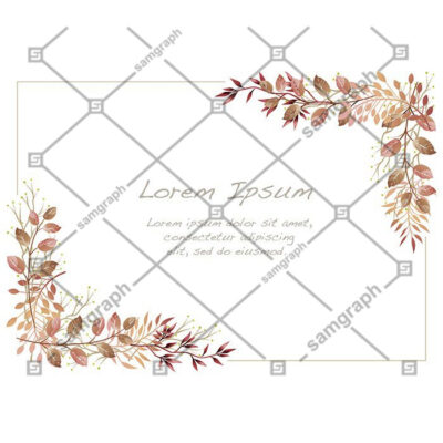 وکتور قاب مستطیل سفید با حاشیه گل های پاییزی