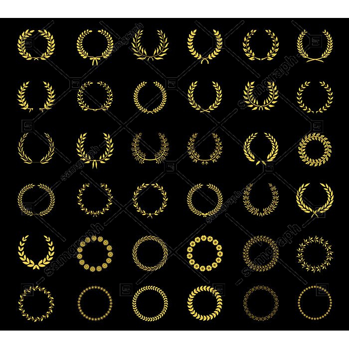 very large set thirty six different vector laurel wheat floral foliate wreaths circular frames awards 1