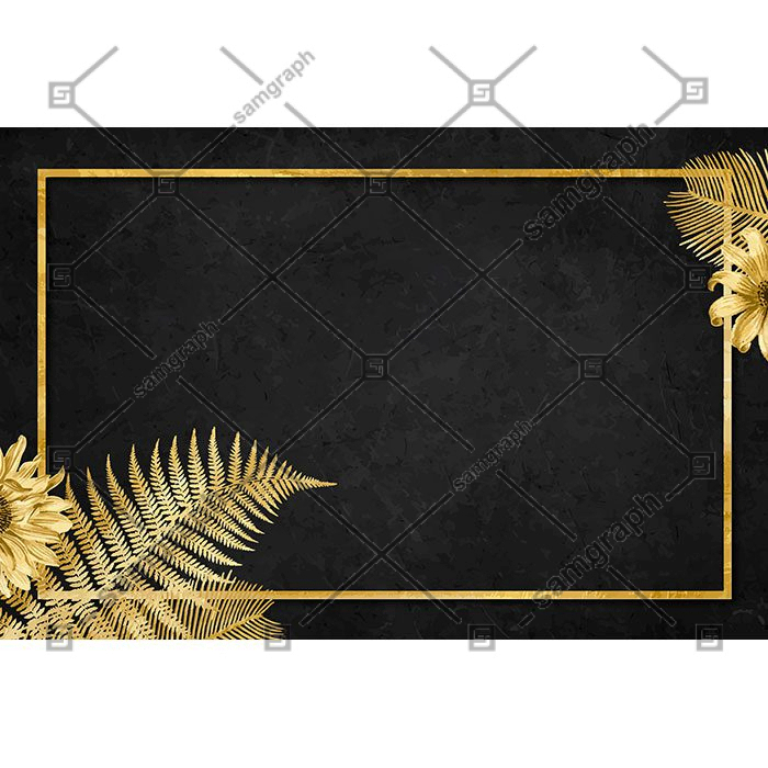 vintage vector flowers gold frame illustration black background 1