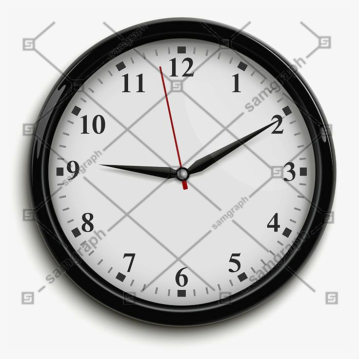 wall office clock with black red hands white dial 1 آبرنگ-صورتی-گل-اکلیل-با-دایره-طلایی