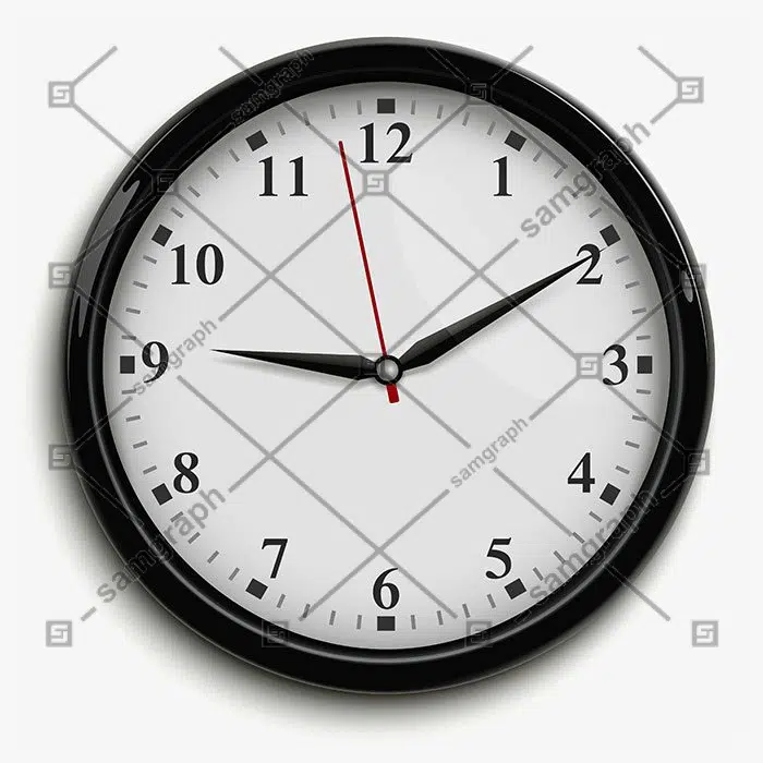 طرح ساعت دیواری عقربه ای ساده 1 wall office clock with black red hands white dial 1 ساعت دیواری- اداری-با-سیاه-قرمز عقربه-سفید