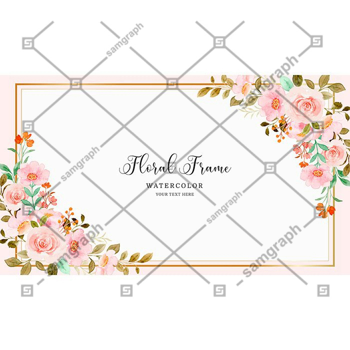 watercolor soft pink floral frame background 1 کارت ویزیت سفید با جزئیات قرمز