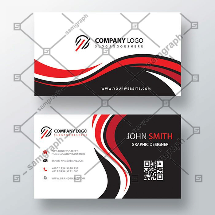 wavy red black corporate card 1 کارت ویزیت سفید با جزئیات قرمز