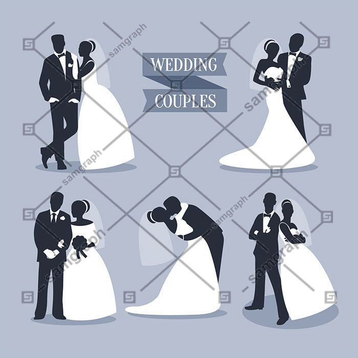 wedding couples silhouettes set 1 سفید-عروسی-زن-لباس-با-حجاب