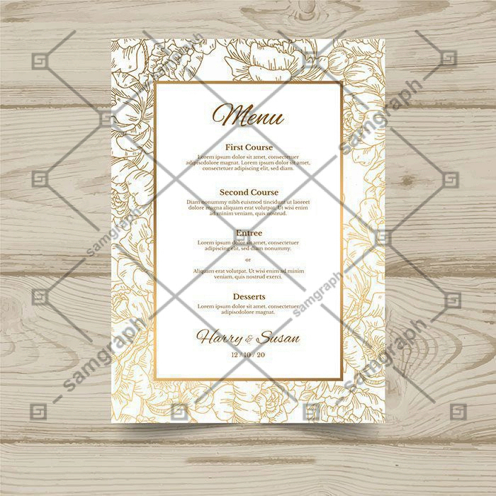 wedding menu template 1 سفید-عروسی-زن-لباس-با-حجاب