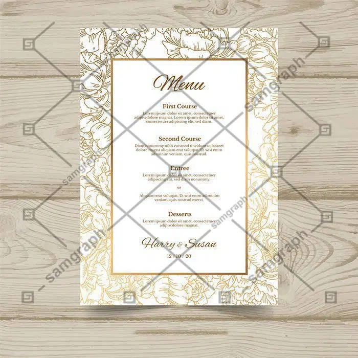 wedding menu template 1 سفید-عروسی-زن-لباس-با-حجاب