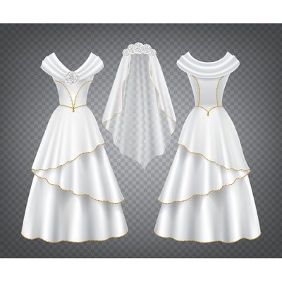 white wedding woman dress with tulle veil 1