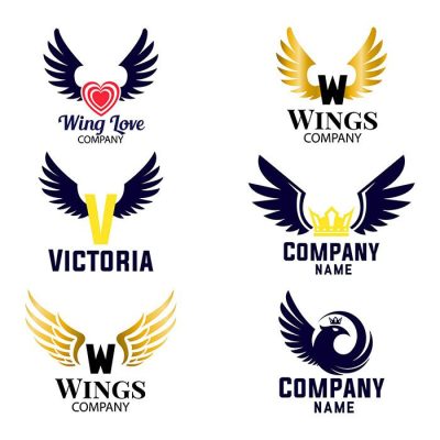 wings logotypes collection various flat design 1