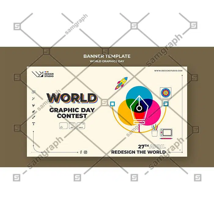 world graphics day banner template 1 تاج گل-وکتور-طلا-گل-گل-سبک-ست