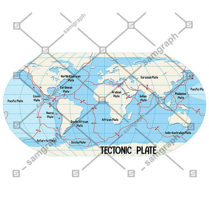 world map showing tectonic plates boundaries 1