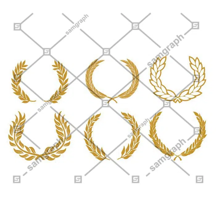 wreath set 1 تاج گل-وکتور-طلا-گل-گل-سبک-ست