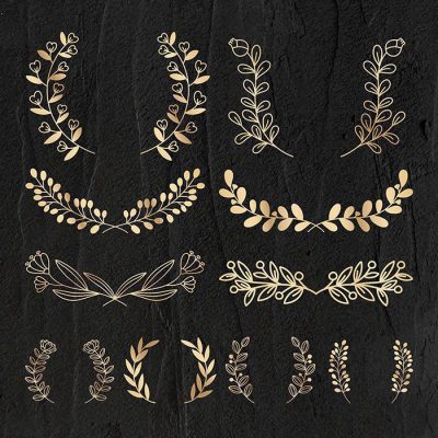 wreath vector gold floral luxury style set 1