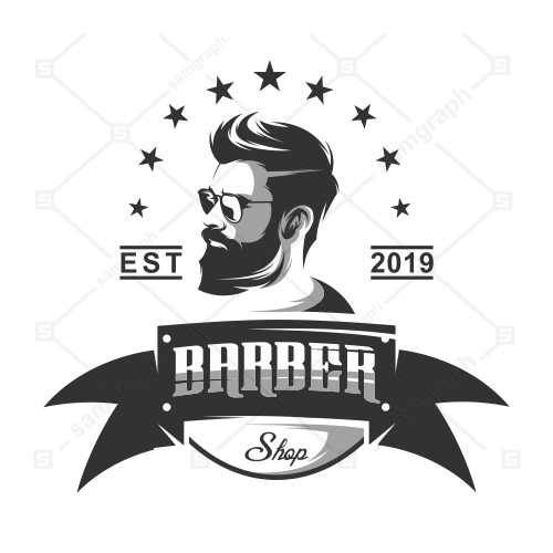 barber shop logo design illustration فایل لایه باز از طرح وکتور باربر شاپ | لوگو و نماد و آرم آرایشگاه مردانه | استیکر آریشگاه