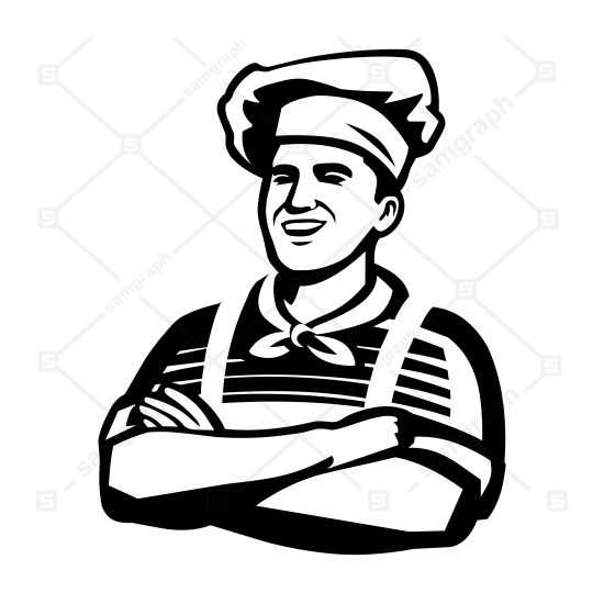 تصویر وکتور سیاه و سفید سرآشپز