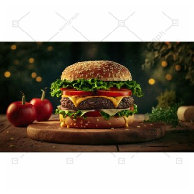 craft beef burger french fries wooden table melting chesses isolated black background ai generative 1