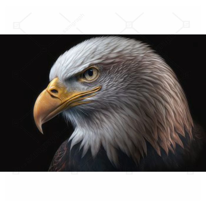realistic portrait white head eagle black background close upai generative 1 تصویر با کیفیت پرتره و سر عقاب سفید