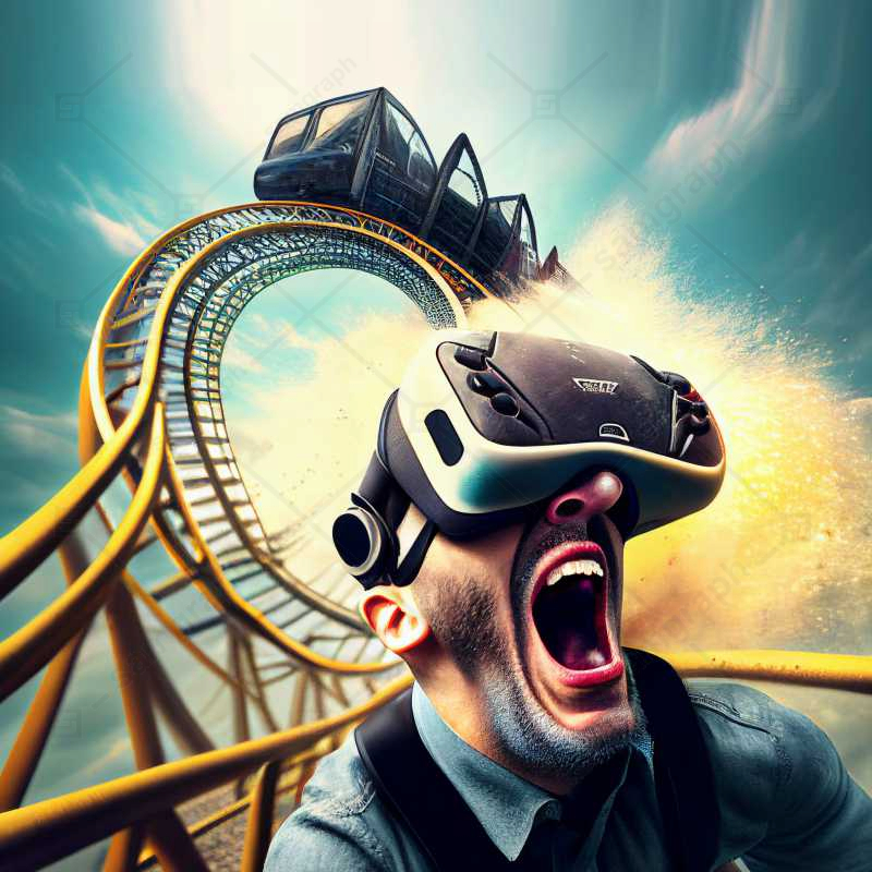 roller coaster on virtual reality 1 تصویر با کیفیت پسر هیجان زده مفهومی تکنولوژی در پارک حقیقت مجازی vp park
