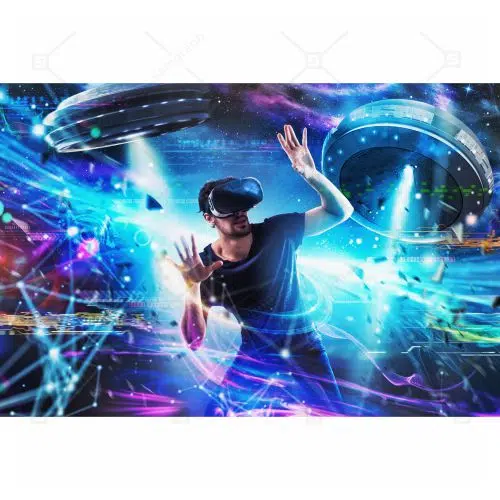 تصویر با کیفیت پسر هیجان زده مفهومی تکنولوژی در پارک حقیقت مجازی vp park 1 shocked boy plays with online ufo videogames concept technology entertainment 1 تصویر با کیفیت پسر هیجان زده مفهومی تکنولوژی در پارک حقیقت مجازی vp park