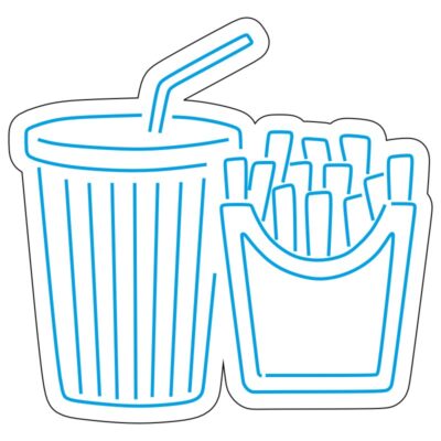 طرح نوشابه و سیب‌زمینی نئون مخصوص فست‌فود و کافه