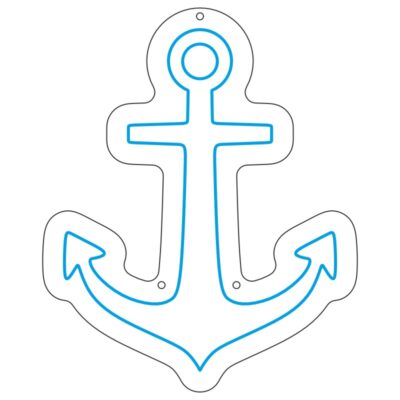 طرح لنگر نئون برای تابلو دکور ساحلی و دریایی