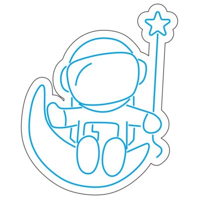 طرح فضانورد روی ماه برای تابلو نئون فانتزی