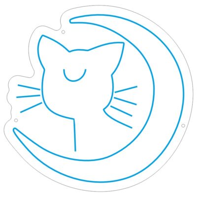 طرح نئون گربه روی ماه برای دکور فانتزی