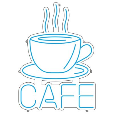 دانلود طرح آماده فنجان قهوه و نوشته CAFE مخصوص تابلو نئون فلکس