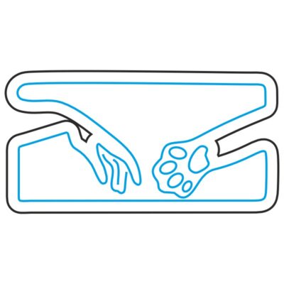 طرح نئون نماد دست دادن انسان و حیوانات یا کمک به حیوانات مناسب دامپزشکی و پتشاپ