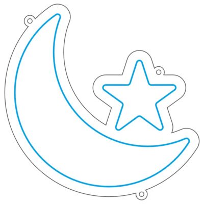 طرح نئون ماه و ستاره – وکتور تزئینی شبانه