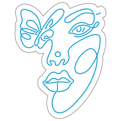 طرح نئون چهره انتزاعی زن – وکتور هنری مدرن