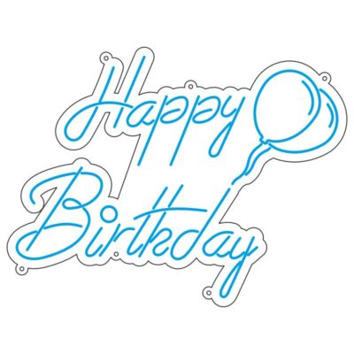طرح نئون نوشته Happy Birthday با بادکنک – فایل تولد