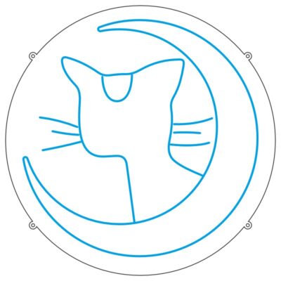 طرح نئون گربه و ماه – وکتور فانتزی شبانه