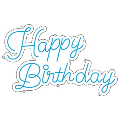 طرح نئون نوشته Happy Birthday با ستاره – وکتور جشن