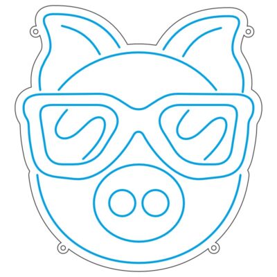 طرح نئون صورت خوک با عینک – وکتور فانتزی خندهدار