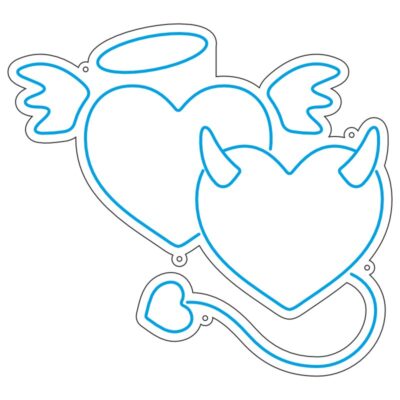 طرح نئون قلب شاخ دار بالدار دم دار شیطانی