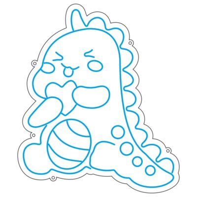 طرح نئون دایناسور کارتونی – وکتور کودکانه فانتزی